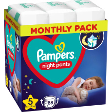PAMPERS Night Pants Kalhotky plenkové jednorázové 5 (12-17 kg) 88 ks - MĚSÍČNÍ ZÁSOBA