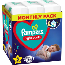 PAMPERS Night Pants Kalhotky plenkové jednorázové 5 (12-17 kg) 88 ks - MĚSÍČNÍ ZÁSOBA PAMPERS Night Pants Kalhotky plenkové jednorázové 5 (12-17 kg) 88 ks - MĚSÍČNÍ ZÁSOBA