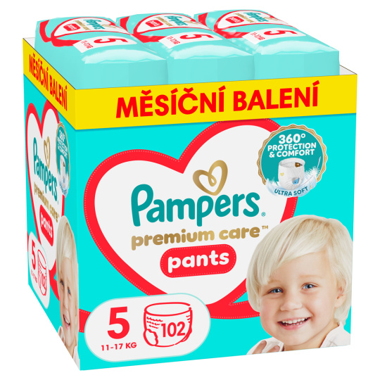 PAMPERS Kalhotky plenkové Premium Care vel. 5 (11-17 kg) 102 ks