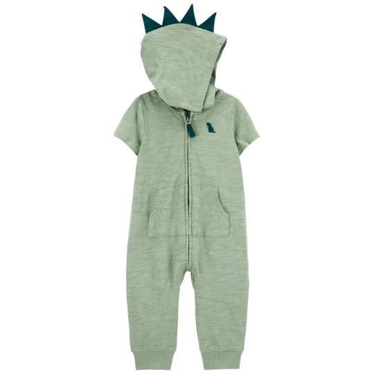 CARTER'S Overal na zip bez nožiček kr. rukáv Green Dino kluk 3m