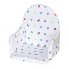 Vložka do dřevěných jídelních židliček typu New Baby Victory bílá hvězdy různobarevné Vložka do dřevěných jídelních židliček typu New Baby Victory bílá hvězdy různobarevné