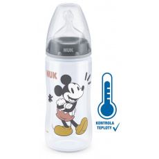 NUK FC+ láhev Mickey s kontrolou teploty, 300 ml - šedá NUK FC+ láhev Mickey s kontrolou teploty, 300 ml - šedá