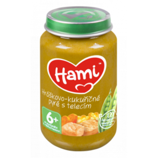 HAMI Hráškovo-kukuřičné pyré s telecím (200 g) maso-zeleninový příkrm