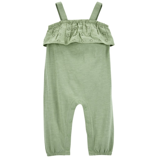 CARTER'S Overal bez nožiček na ramínka Green Embroidery holka 9m