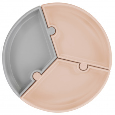 MINIKOIOI Talíř Puzzle silikonový s přísavkou - Bubble Beige / Grey MINIKOIOI Talíř Puzzle silikonový s přísavkou - Bubble Beige / Grey