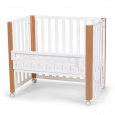KINDERKRAFT SELECT Postýlka dřevěná Koya s funkcí ohrádky včetně matrací White, Premium