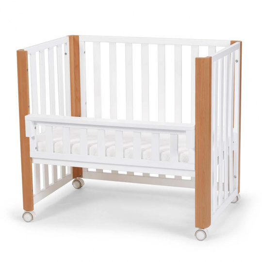 KINDERKRAFT SELECT Postýlka dřevěná Koya s funkcí ohrádky včetně matrací White, Premium