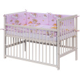 Scarlett Dětská postýlka s kompletní výbavou Scarlett 120 x 60 cm - Mráček - růžová