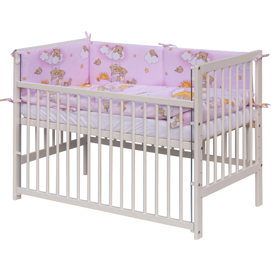 Scarlett Dětská postýlka s kompletní výbavou Scarlett 120 x 60 cm - Mráček - růžová Scarlett Dětská postýlka s kompletní výbavou Scarlett 120 x 60 cm - Mráček - růžová