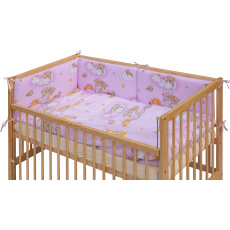 Dětská postýlka se stahovací bočnicí - přírodní ECO - 120x60 cm s kompletní výbavou Mráček Barva soupravy: Mráček růžový