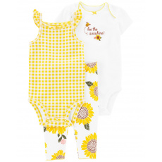 CARTER'S Set 3dílný legíny, body kr. rukáv, body na ramínka Yellow Sunflower holka 24m CARTER'S Set 3dílný legíny, body kr. rukáv, body na ramínka Yellow Sunflower holka 24m