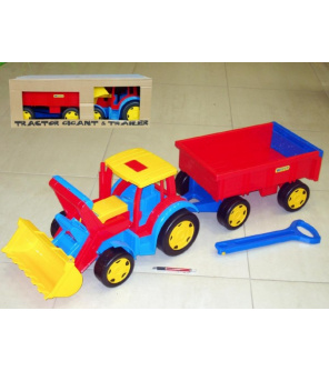 Traktor Gigant nakladač s vlečkou plast 102cm Wader v krabici Traktor Gigant nakladač s vlečkou plast 102cm Wader v krabici