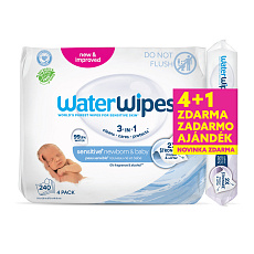 4x WATERWIPES Ubrousky vlhčené 60 ks (240 ks) + Soothing clean ubrousky 60 ks ZDARMA