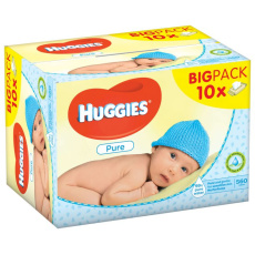 10x HUGGIES® Single Pure Ubrousky vlhčené 56 ks