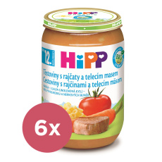 6x HiPP BIO Těstoviny s rajčaty a telecím masem od 12. měsíce, 220 g