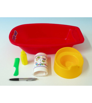 Vanička+nočník, plenka s doplňky plast 40x9,5cm asst 2 barvy Vanička+nočník, plenka s doplňky plast 40x9,5cm asst 2 barvy
