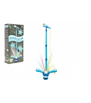 Mikrofon karaoke modrý plast na baterie se světlem v krabici 17x34x7cm Mikrofon karaoke modrý plast na baterie se světlem v krabici 17x34x7cm