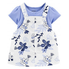 CARTER'S Set 2dílný body kr. rukáv, šaty na kšandy Blue Floral dívka 3m CARTER'S Set 2dílný body kr. rukáv, šaty na kšandy Blue Floral dívka 3m
