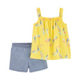 CARTER'S Set 2dílný triko na ramínka, kraťasy Yellow Birds holka 9m