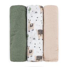 PETITE&MARS Sada plen bambusová mušelínová 3ks Moussy Llama Vibes 68 x 68 cm