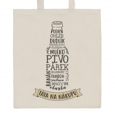 Bavlněná nákupní taška přírodní s potiskem New Baby Táta na nákupu