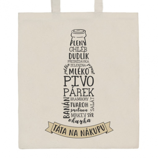 Bavlněná nákupní taška přírodní s potiskem New Baby Táta na nákupu Bavlněná nákupní taška přírodní s potiskem New Baby Táta na nákupu