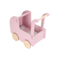 Kočárek pro panenky dřevěný s peřinkou Pink Kočárek pro panenky dřevěný s peřinkou Pink