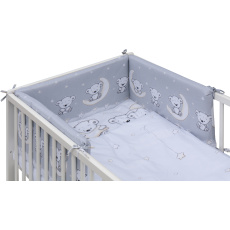 Dětská postýlka s vyndavacími příčkami - bílá - 120x60 cm s kompletní výbavou Toro Barva soupravy: Toro šedá Dětská postýlka s vyndavacími příčkami - bílá - 120x60 cm s kompletní výbavou Toro Barva soupravy: Toro šedá