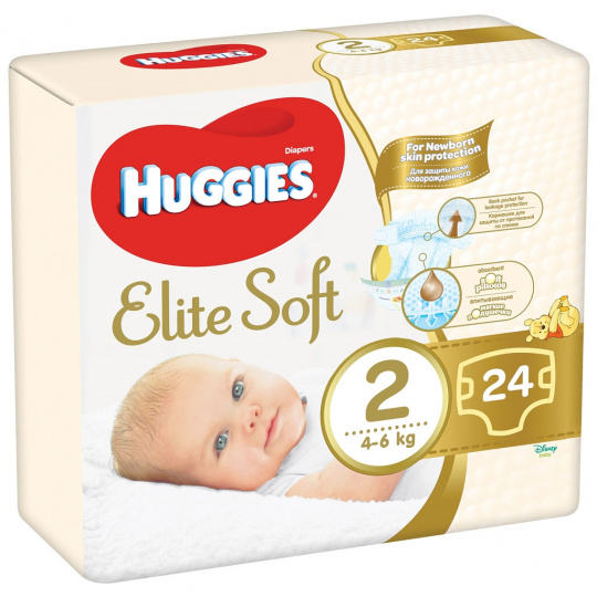 HUGGIES Elite Soft Pleny jednorázové 2 (4-6 kg) 24 ks