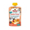 HOLLE Bio Kapsička Panda Peach broskev, meruňka, banán, špalda 100 g (8m+)