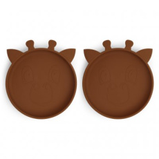 NUUROO Akila Silikonový talířek 2 ks Giraffe Caramel Café NUUROO Akila Silikonový talířek 2 ks Giraffe Caramel Café