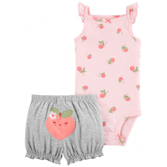 CARTER'S Set 2dílný body na ramínka, kraťasy Pink Peach holka 6m