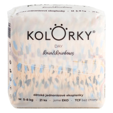 KOLORKY DAY Pleny jednorázové eko, déšť&duhy M (5-8 kg) 21 ks KOLORKY DAY Pleny jednorázové eko, déšť&duhy M (5-8 kg) 21 ks