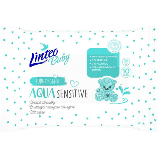 LINTEO Vlhčené ubrousky Baby Aqua Sensitive 10 ks
