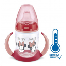 Kojenecká láhev na učení NUK Disney Mickey s kontrolou teploty 150 ml červená