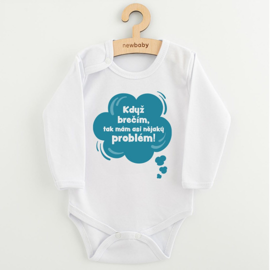 Dětské body s potiskem New Baby Když brečím, tak mám asi nějaký problém! modrá