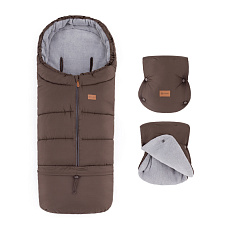 PETITE&MARS Set zimní fusak Jibot 3v1 + rukavice na kočárek Jasie Dark Walnut PETITE&MARS Set zimní fusak Jibot 3v1 + rukavice na kočárek Jasie Dark Walnut