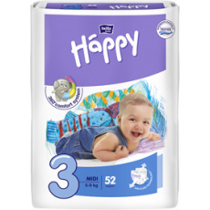 BELLA HAPPY Midi 3 (5-9 kg) 52 ks - jednorázové pleny BELLA HAPPY Midi 3 (5-9 kg) 52 ks - jednorázové pleny