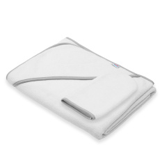 Dětská froté osuška s kapucí New Baby BASIC 100x100 bílo-šedá Dětská froté osuška s kapucí New Baby BASIC 100x100 bílo-šedá