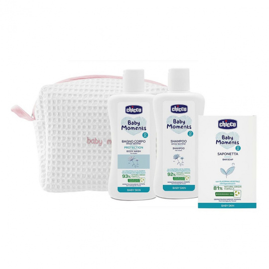 CHICCO Taštička kosmetická na zip - Set Baby Moments růžová