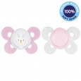 CHICCO Šidítko Physio Comfort silikonové 2-6m dívka - zajíček/tečky 2 ks