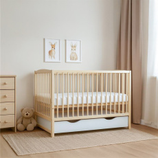 Dětská postýlka New Baby LILLY se stahovací bočnicí a šuplíkem přírodní Dětská postýlka New Baby LILLY se stahovací bočnicí a šuplíkem přírodní