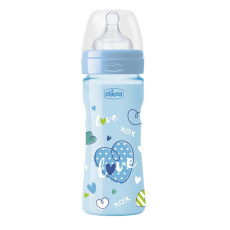 CHICCO Láhev kojenecká Well-Being LOVE silikon 250 ml chlapec 2m+ CHICCO Láhev kojenecká Well-Being LOVE silikon 250 ml chlapec 2m+