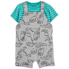CARTER'S Set 2dílný triko kr. rukáv, kraťasy na kšandy Grey Dinos kluk NB/vel. 56 CARTER'S Set 2dílný triko kr. rukáv, kraťasy na kšandy Grey Dinos kluk NB/vel. 56