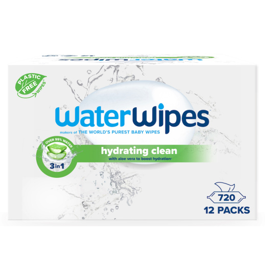 12x WATERWIPES Ubrousky vlhčené Hydrating clean with aloe vera 3in1 60 ks (720 ks) 12x WATERWIPES Ubrousky vlhčené Hydrating clean with aloe vera 3in1 60 ks (720 ks)