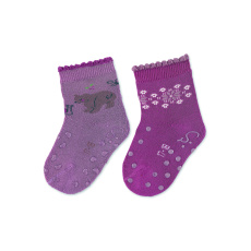 STERNTALER Ponožky protiskluzové Medvíked ABS 2ks v balení purple dívka vel. 17/18 cm- 9-12 m