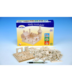 Stavebnice Malý Architekt kostky dřevo 120ks v krabici 29x20x6cm Stavebnice Malý Architekt kostky dřevo 120ks v krabici 29x20x6cm