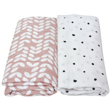 MOTHERHOOD Přikrývka a zavinovačka mušelínová Premium 2 ks Pink Classics 100x120 cm MOTHERHOOD Přikrývka a zavinovačka mušelínová Premium 2 ks Pink Classics 100x120 cm