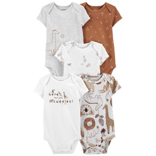 CARTER'S Body krátký rukáv Safari neutrál 5ks 12m