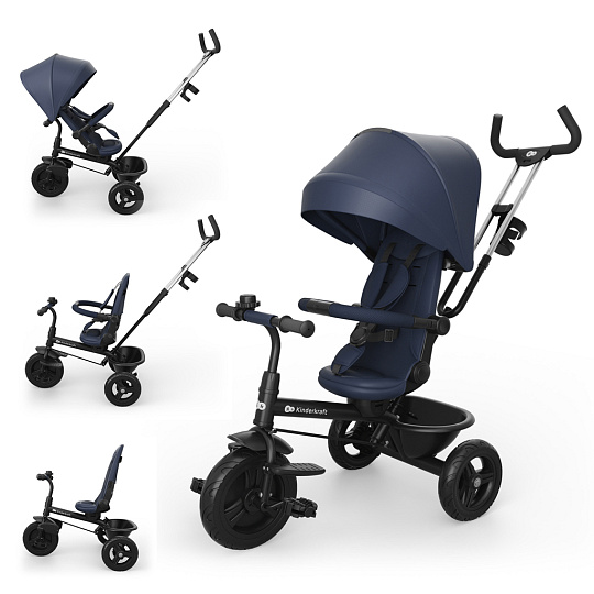 KINDERKRAFT Tříkolka Aston 2 Plus Navy, 9m+ KINDERKRAFT Tříkolka Aston 2 Plus Navy, 9m+